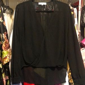 Fuax wrap see threw blouse